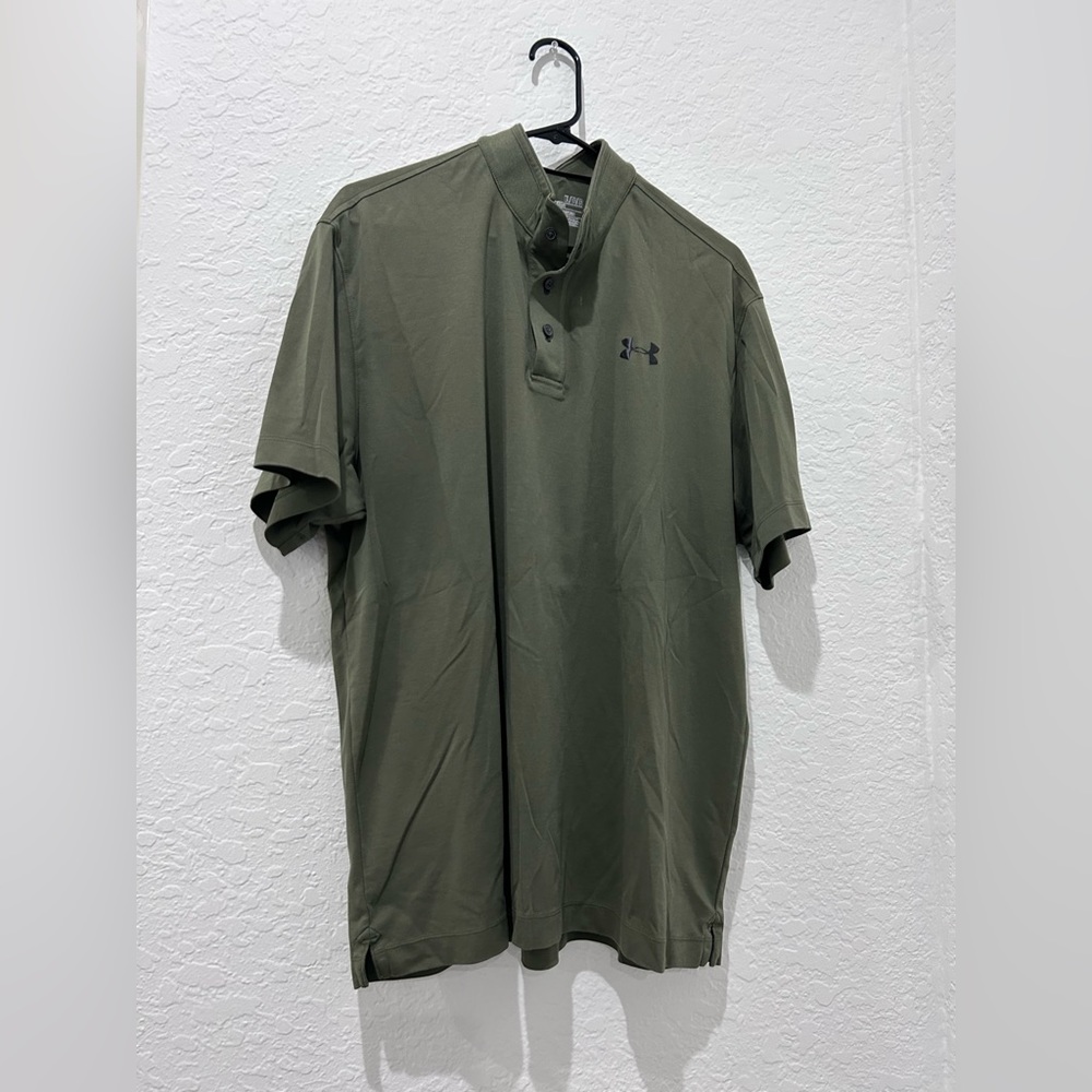 ⬇️PRICE⬇️ UNDER ARMOUR • Camo Green HeatGear Polo • size XL